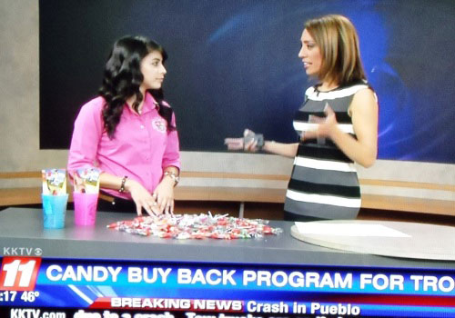 Halloween Candy Buy Back TV station interview